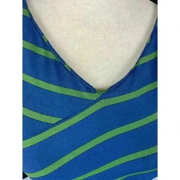 J. Mclaughlin Catalina Cloth 3/4 Sleeve Blouse Spandex Blue Green Striped Size S - Picture 4 of 14